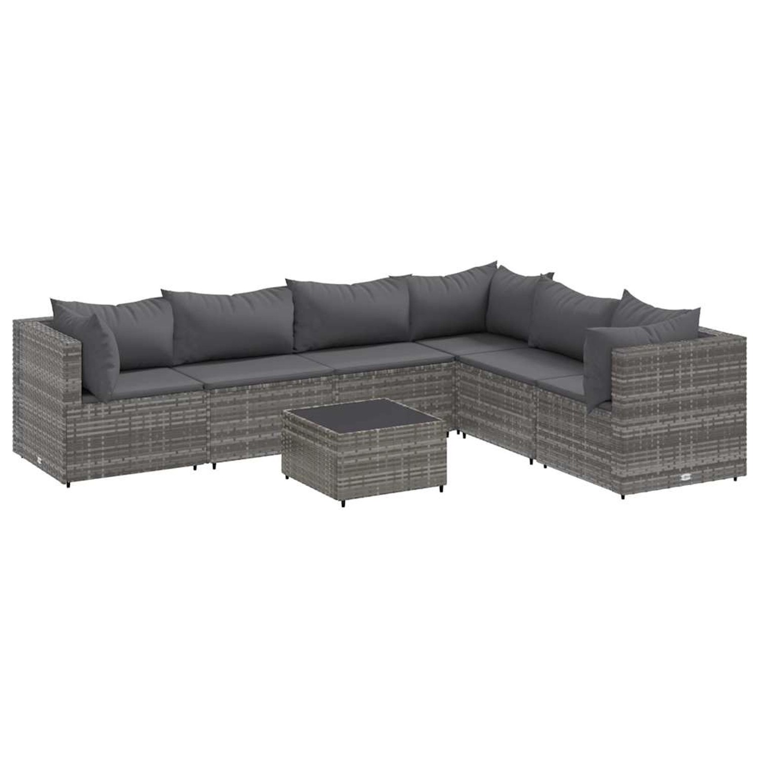 vidaXL 7-tlg Garten-Lounge-Set mit Kissen Grau Poly Rattan Modell 92 von VIDAXL