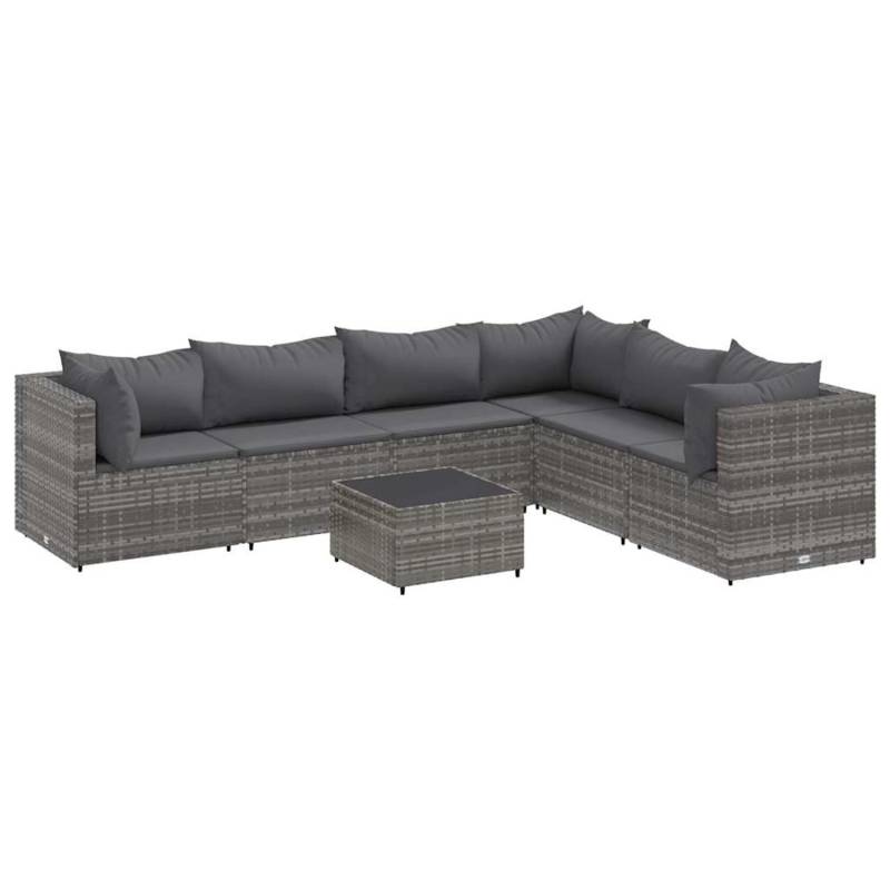 vidaXL 7-tlg Garten-Lounge-Set mit Kissen Grau Poly Rattan Modell 92 von VIDAXL