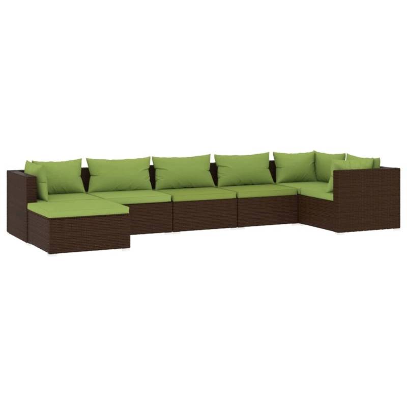 vidaXL 7-tlg Garten-Lounge-Set mit Kissen Poly Rattan Braun Modell 24 von VIDAXL