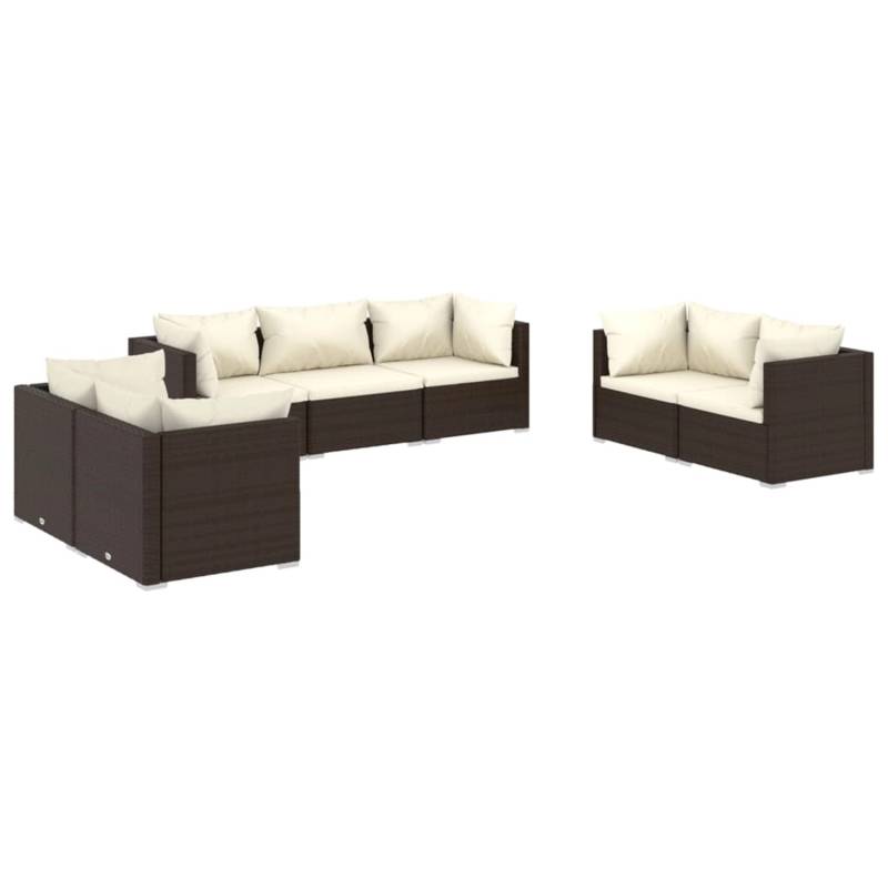vidaXL 7-tlg Garten-Lounge-Set mit Kissen Poly Rattan Braun Modell 49 von VIDAXL