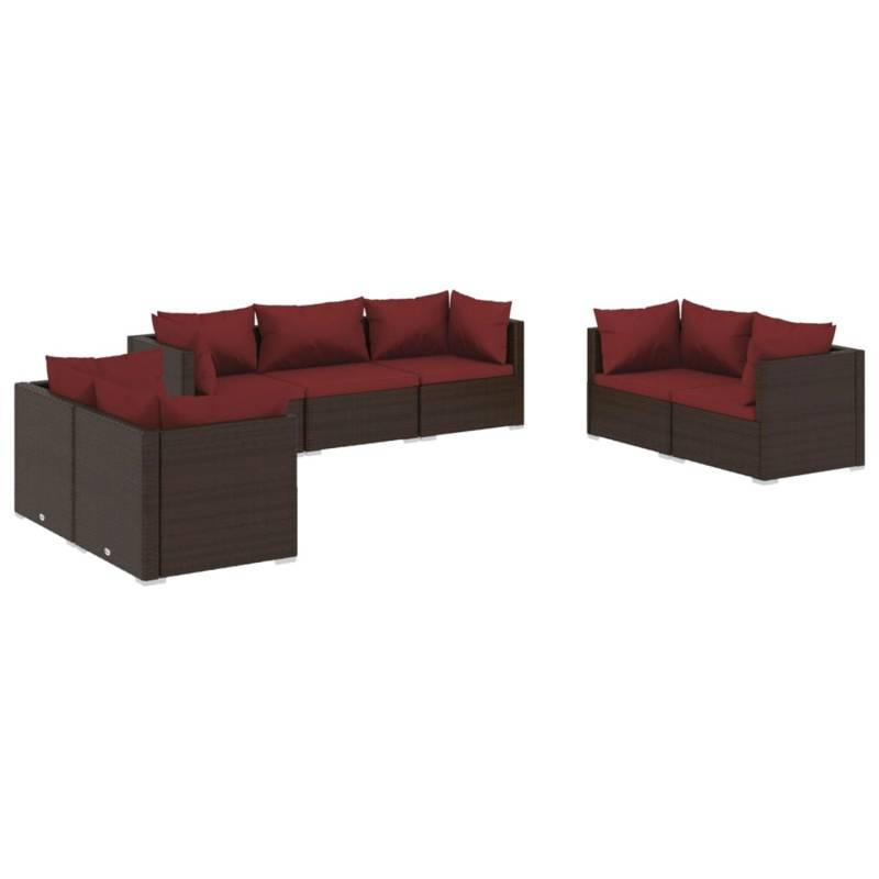 vidaXL 7-tlg Garten-Lounge-Set mit Kissen Poly Rattan Braun Modell 50 von VIDAXL