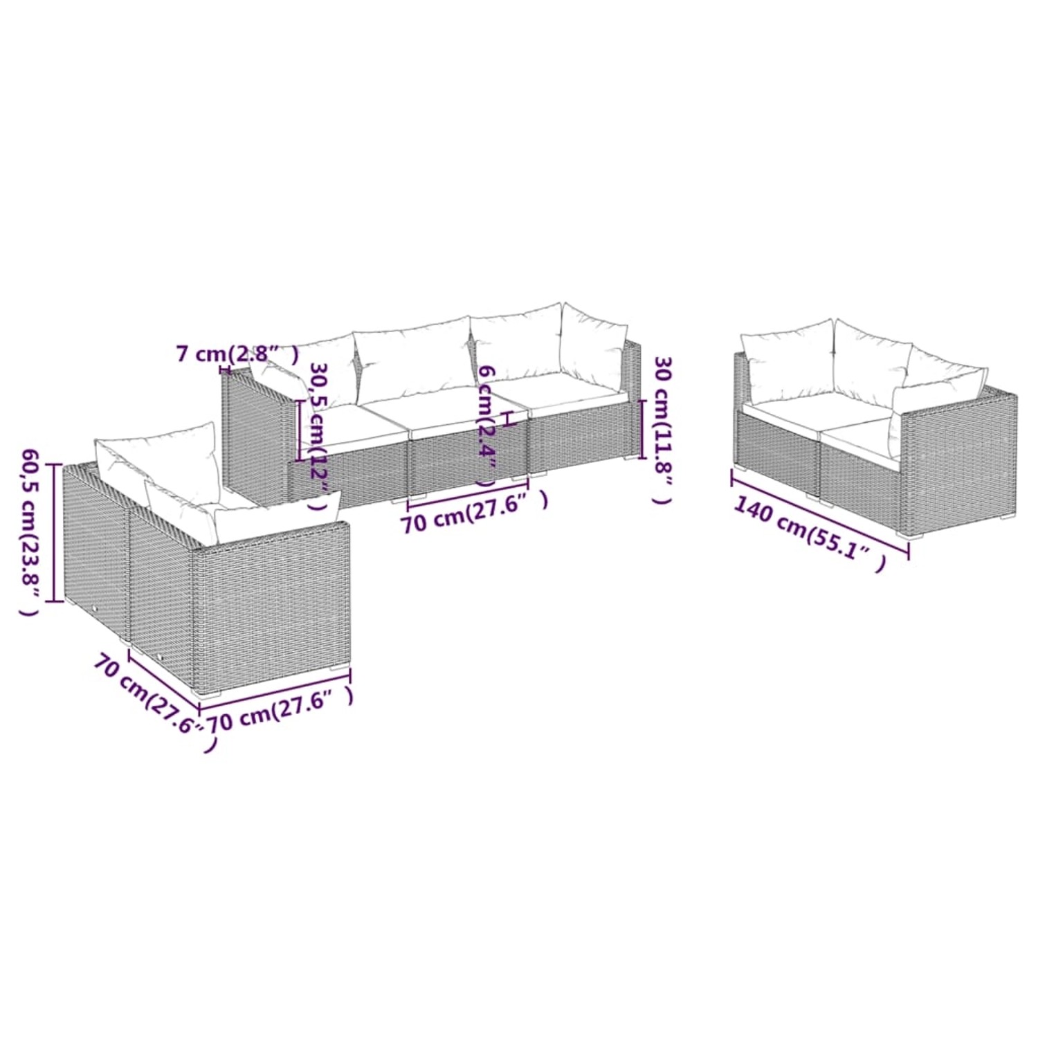 vidaXL 7-tlg Garten-Lounge-Set mit Kissen Poly Rattan Grau Modell 40 vidaXL 7-tlg Garten-Lounge-Set mit Kissen Poly Rattan Grau Modell 40 von VIDAXL