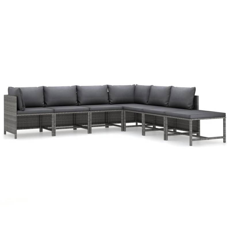 vidaXL 7-tlg Garten-Lounge-Set mit Kissen Poly Rattan Grau Modell 7 von VIDAXL