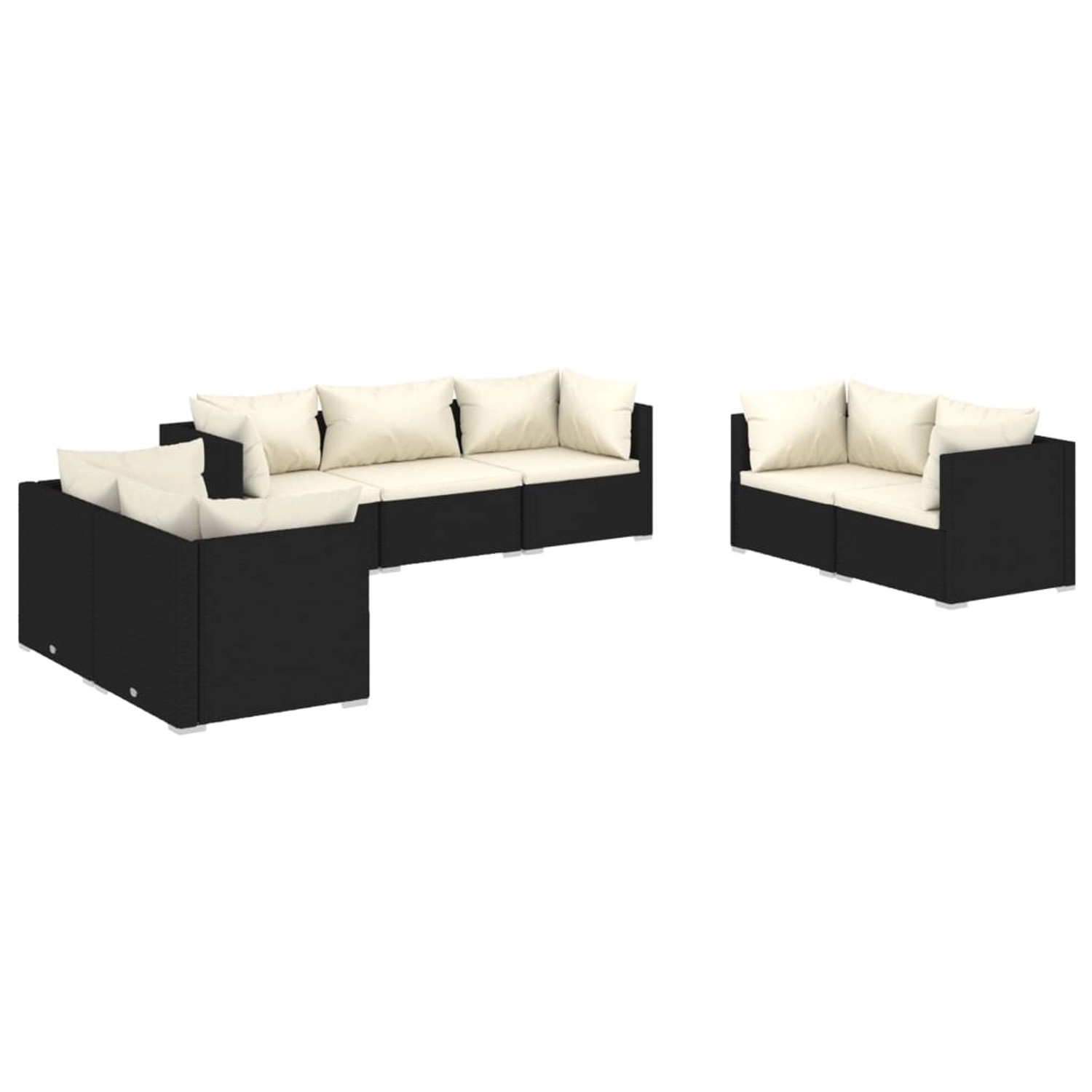 vidaXL 7-tlg Garten-Lounge-Set mit Kissen Poly Rattan Schwarz Modell 57 vidaXL 7-tlg Garten-Lounge-Set mit Kissen Poly Rattan Schwarz Modell 57 von VIDAXL