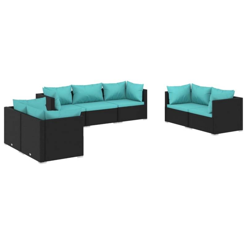 vidaXL 7-tlg Garten-Lounge-Set mit Kissen Poly Rattan Schwarz Modell 59 von VIDAXL