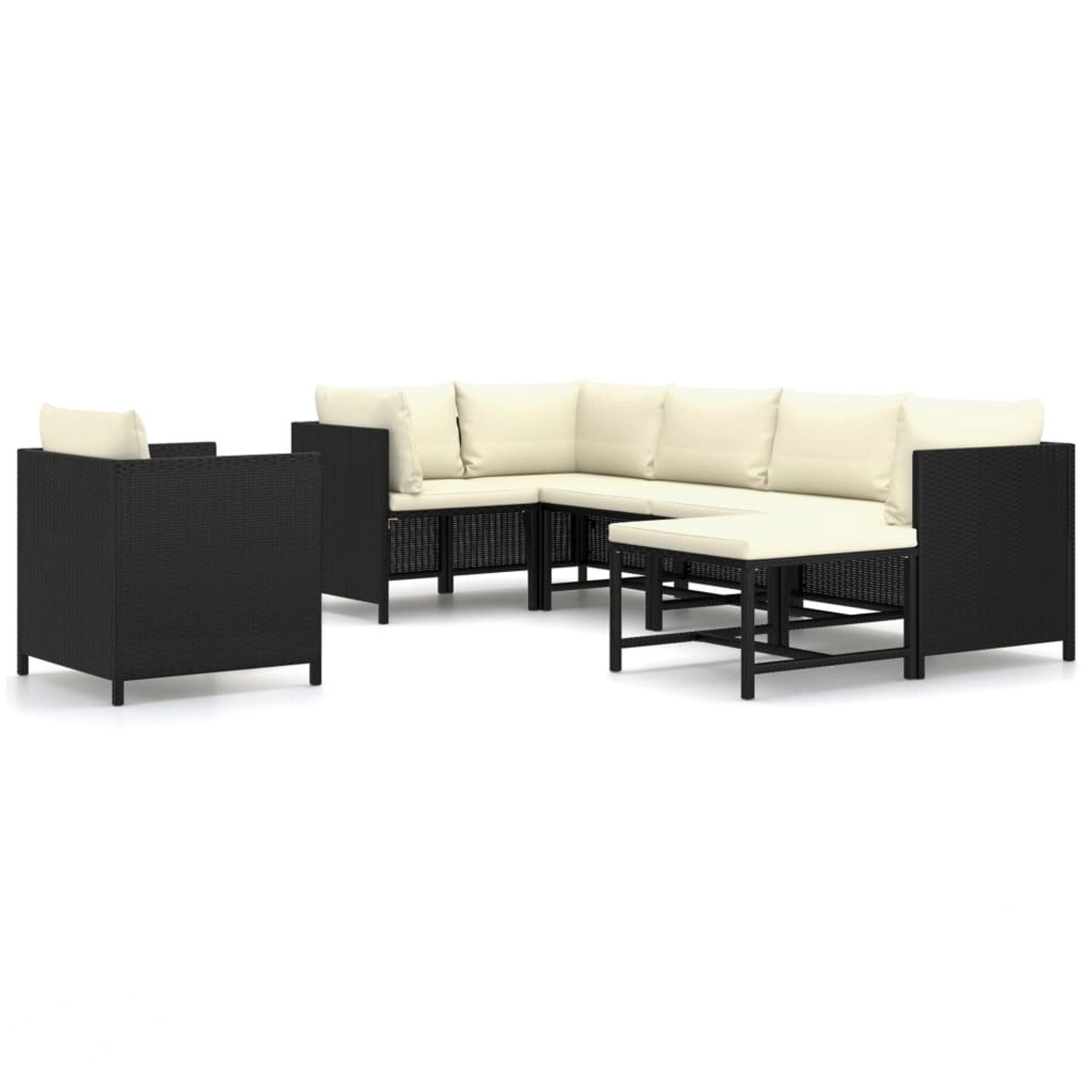 vidaXL 7-tlg Garten-Lounge-Set mit Kissen Poly Rattan Schwarz Modell 6 vidaXL 7-tlg Garten-Lounge-Set mit Kissen Poly Rattan Schwarz Modell 6 von VIDAXL