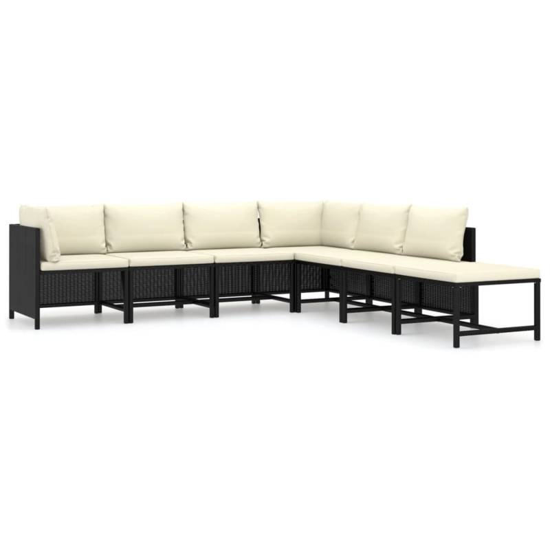 vidaXL 7-tlg Garten-Lounge-Set mit Kissen Poly Rattan Schwarz Modell 8 von VIDAXL