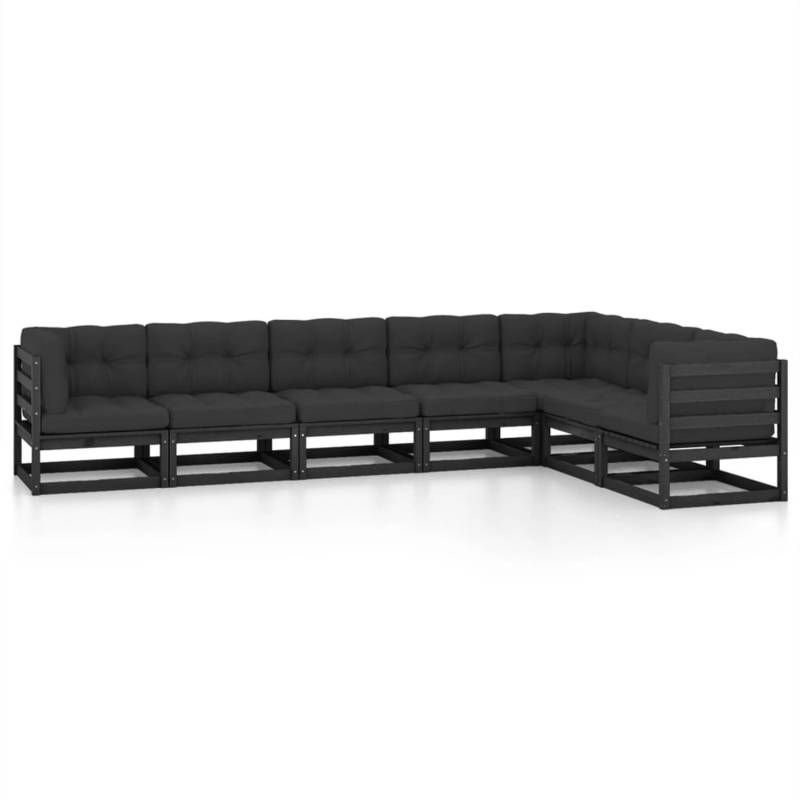vidaXL 7-tlg Garten-Lounge-Set mit Kissen Schwarz Massivholz Kiefer Modell 1 von VIDAXL