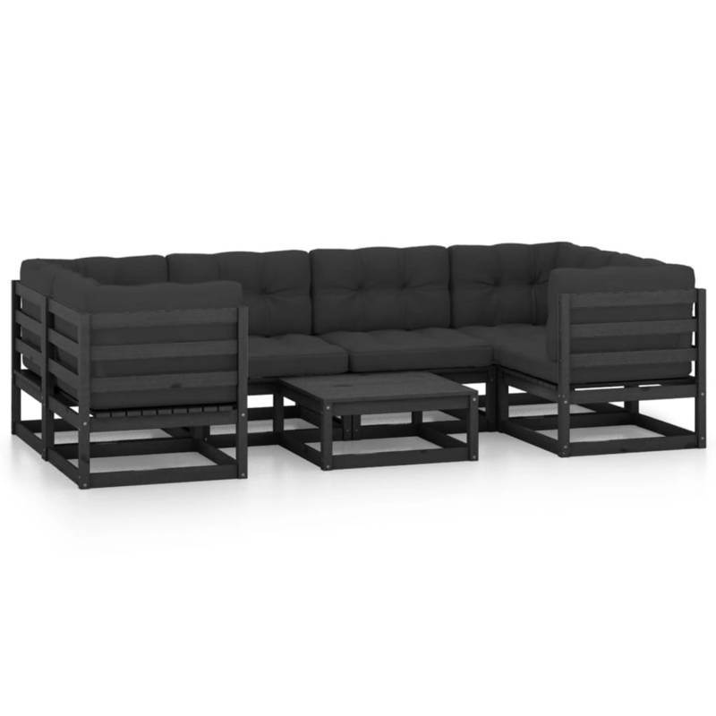 vidaXL 7-tlg Garten-Lounge-Set mit Kissen Schwarz Massivholz Kiefer Modell 7 von VIDAXL