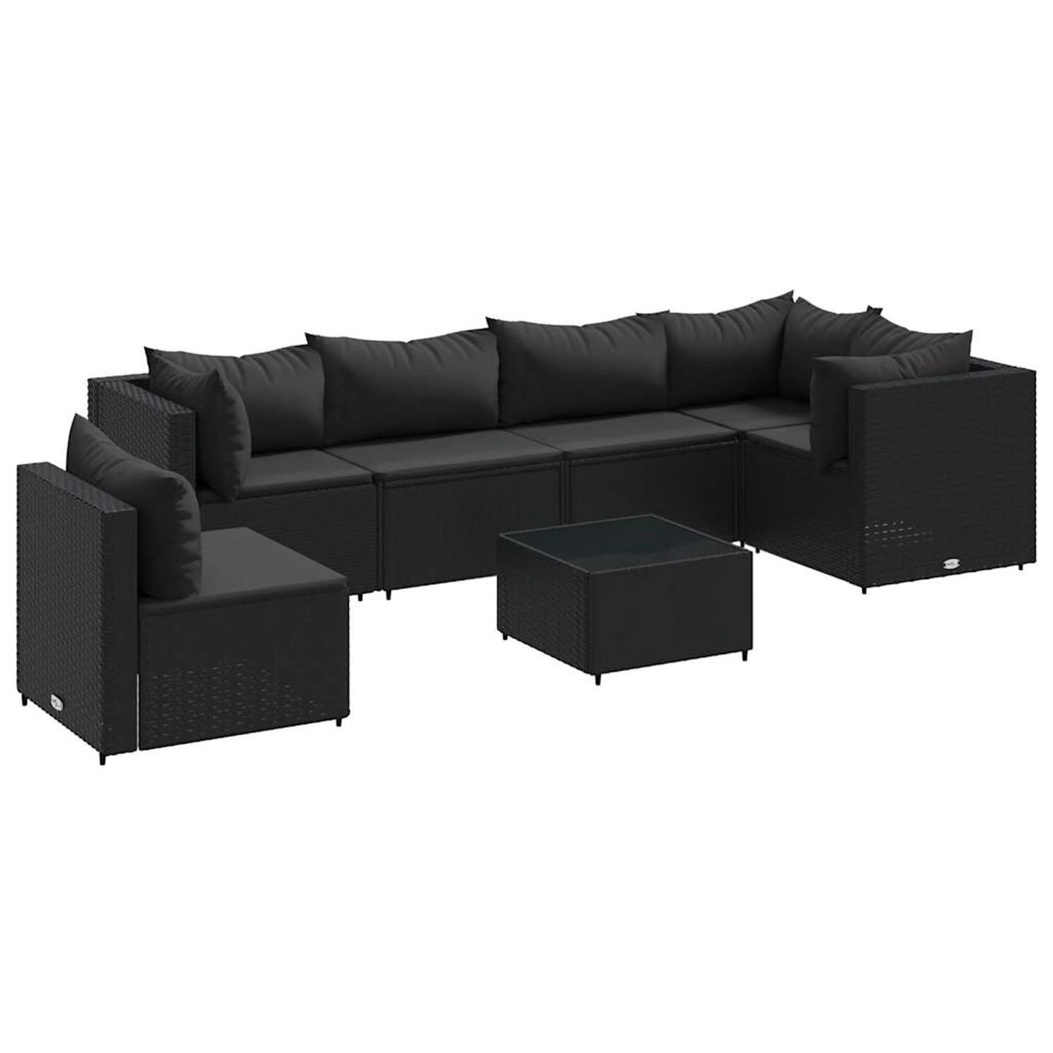 vidaXL 7-tlg Garten-Lounge-Set mit Kissen Schwarz Poly Rattan Modell 38 vidaXL 7-tlg Garten-Lounge-Set mit Kissen Schwarz Poly Rattan Modell 38 von VIDAXL
