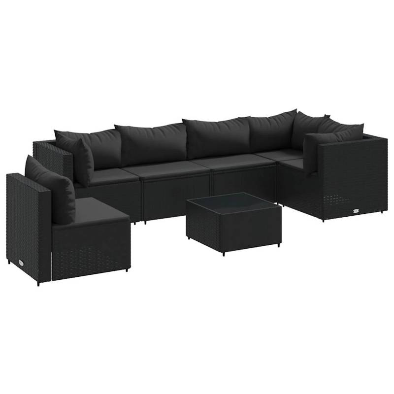 vidaXL 7-tlg Garten-Lounge-Set mit Kissen Schwarz Poly Rattan Modell 38 von VIDAXL
