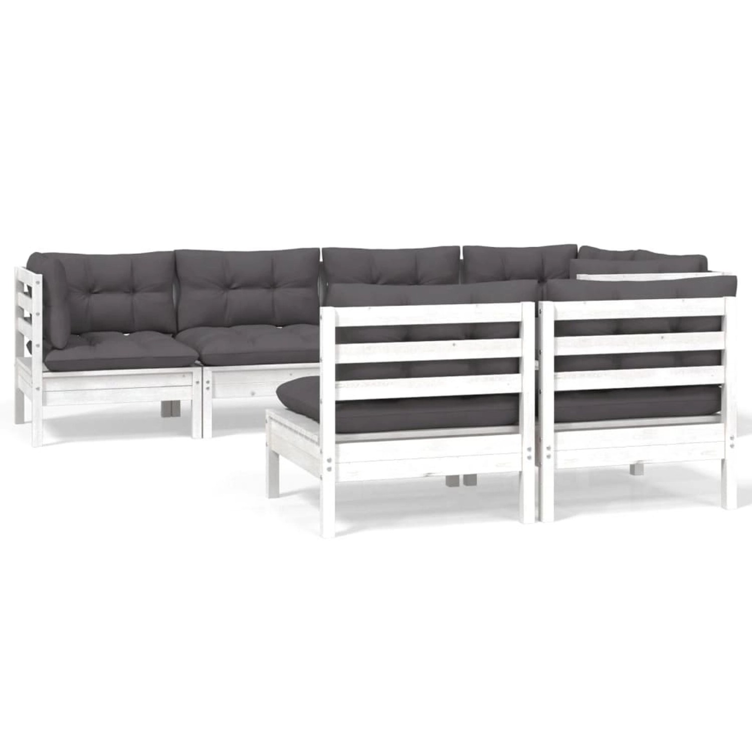 vidaXL 7-tlg Garten-Lounge-Set mit Kissen Weiß Kiefer Massivholz Modell 11 vidaXL 7-tlg Garten-Lounge-Set mit Kissen Weiß Kiefer Massivholz Modell 11 von VIDAXL