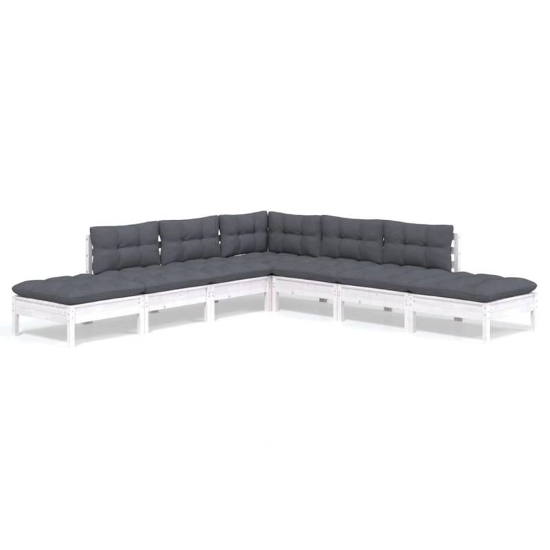 vidaXL 7-tlg Garten-Lounge-Set mit Kissen Weiß Kiefernholz Modell 1 von VIDAXL
