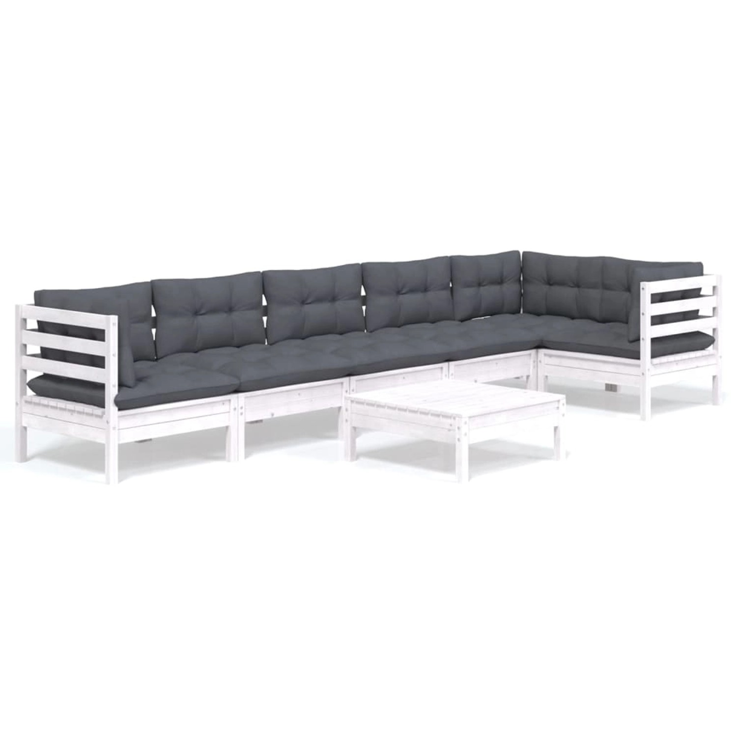 vidaXL 7-tlg Garten-Lounge-Set mit Kissen Weiß Kiefernholz Modell 2 von VIDAXL
