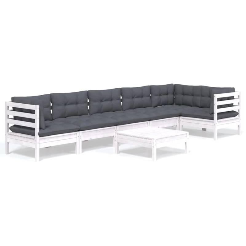 vidaXL 7-tlg Garten-Lounge-Set mit Kissen Weiß Kiefernholz Modell 2 von VIDAXL
