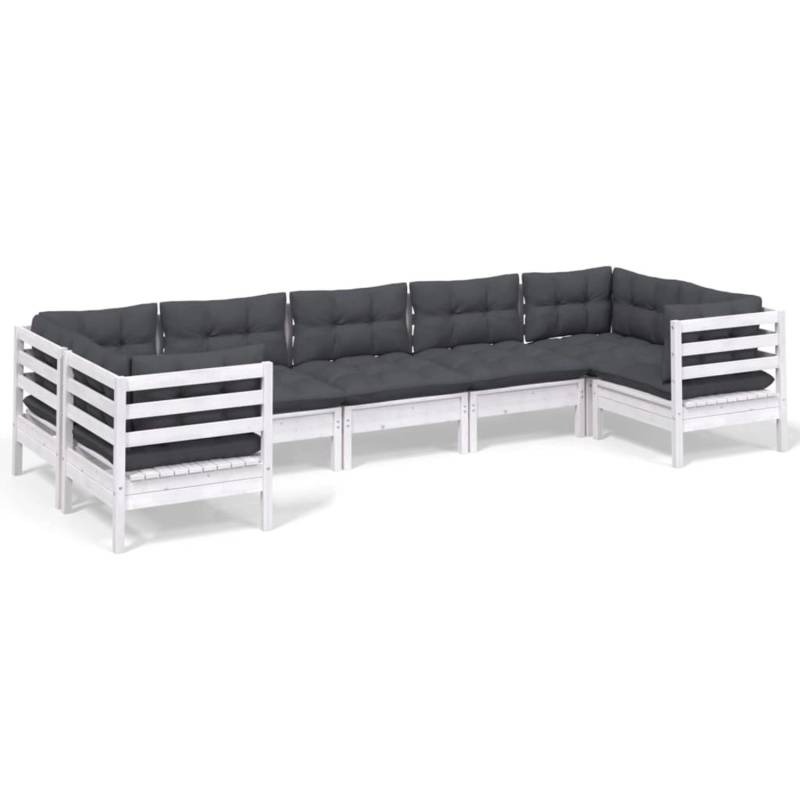 vidaXL 7-tlg Garten-Lounge-Set mit Kissen Weiß Kiefernholz Modell 8 von VIDAXL