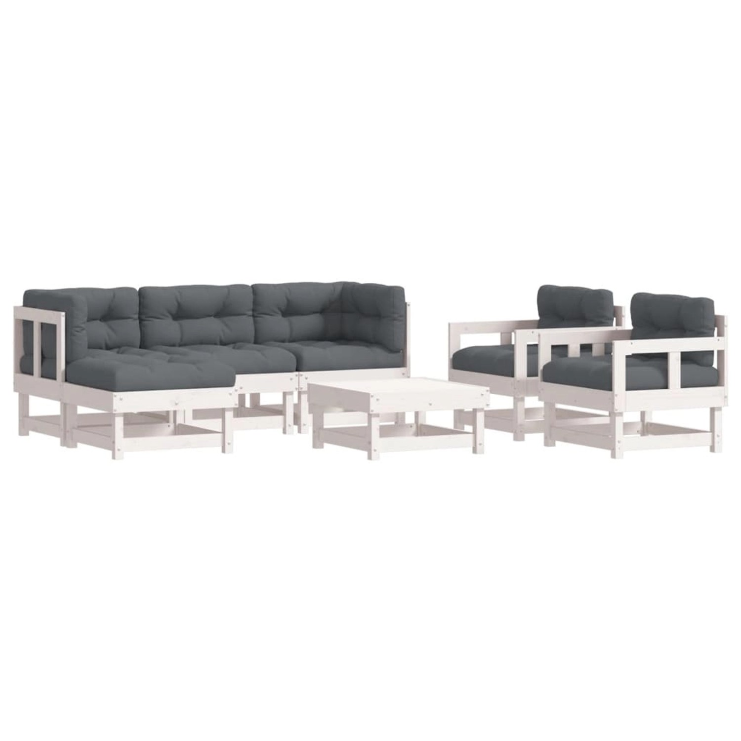 vidaXL 7-tlg Garten-Lounge-Set mit Kissen Weiß Massivholz Modell 1 vidaXL 7-tlg Garten-Lounge-Set mit Kissen Weiß Massivholz Modell 1 von VIDAXL