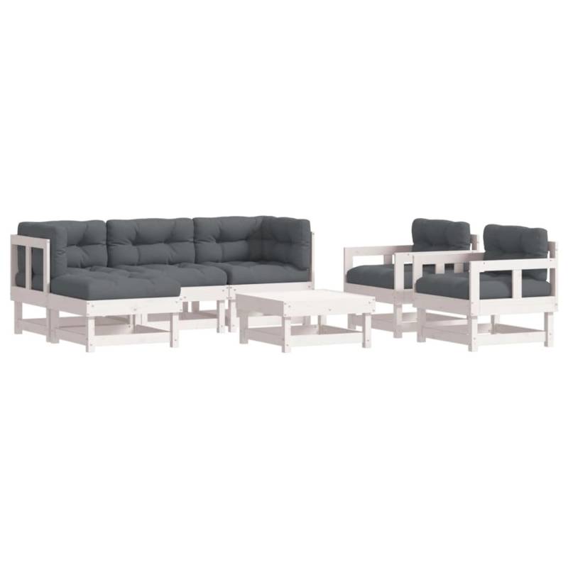 vidaXL 7-tlg Garten-Lounge-Set mit Kissen Weiß Massivholz Modell 1 von VIDAXL