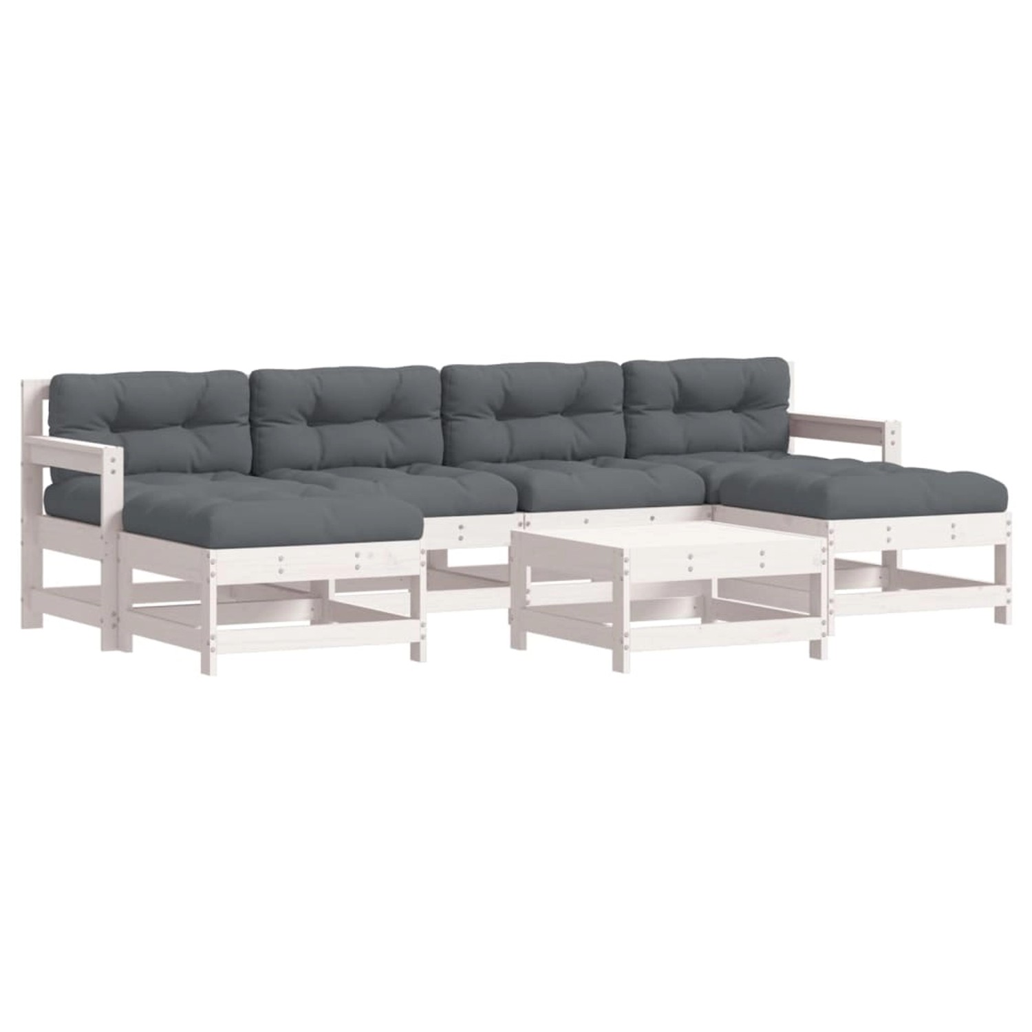vidaXL 7-tlg Garten-Lounge-Set mit Kissen Weiß Massivholz Modell 11 vidaXL 7-tlg Garten-Lounge-Set mit Kissen Weiß Massivholz Modell 11 von VIDAXL