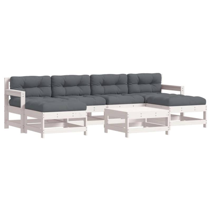vidaXL 7-tlg Garten-Lounge-Set mit Kissen Weiß Massivholz Modell 11 von VIDAXL