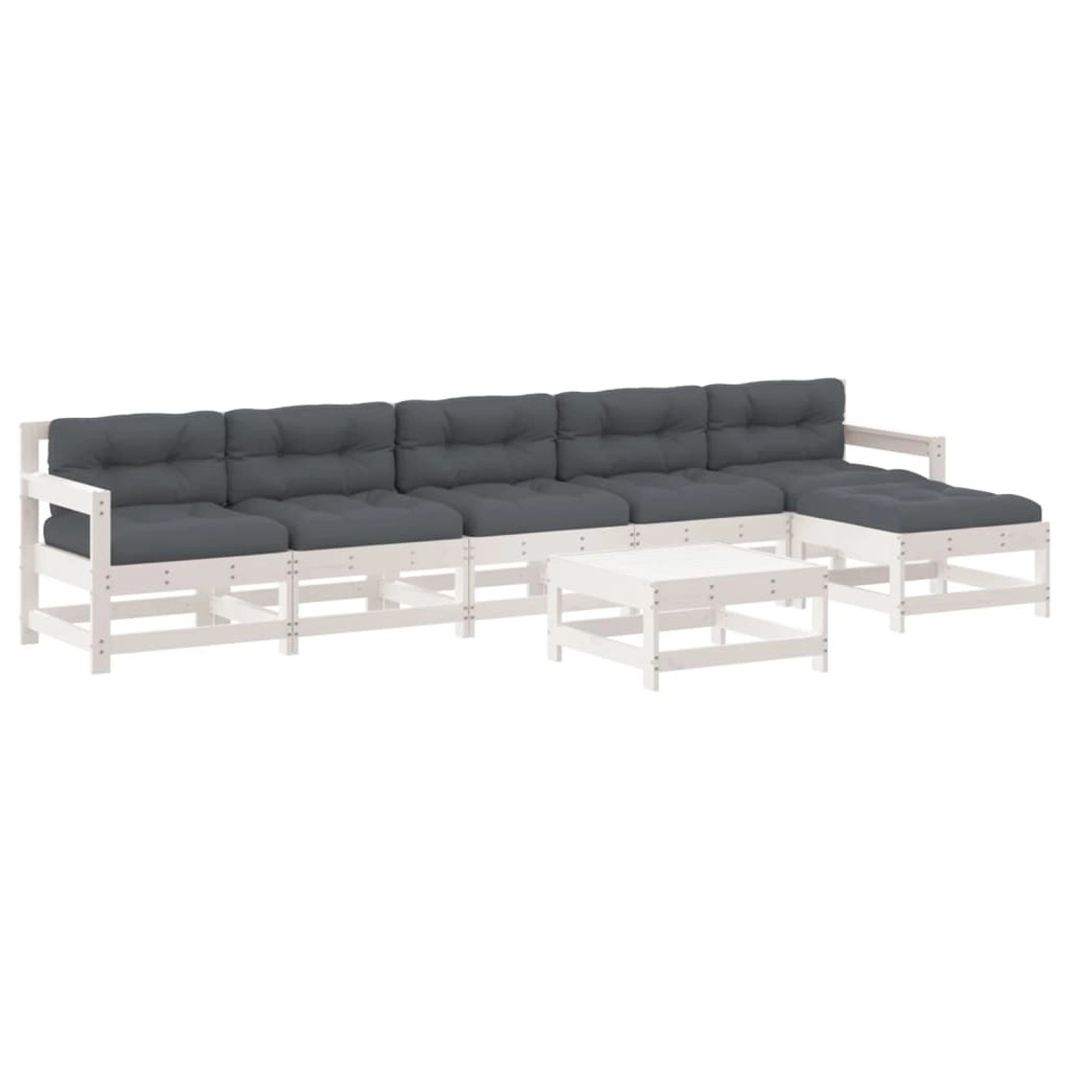 vidaXL 7-tlg Garten-Lounge-Set mit Kissen Weiß Massivholz Modell 7 vidaXL 7-tlg Garten-Lounge-Set mit Kissen Weiß Massivholz Modell 7 von VIDAXL