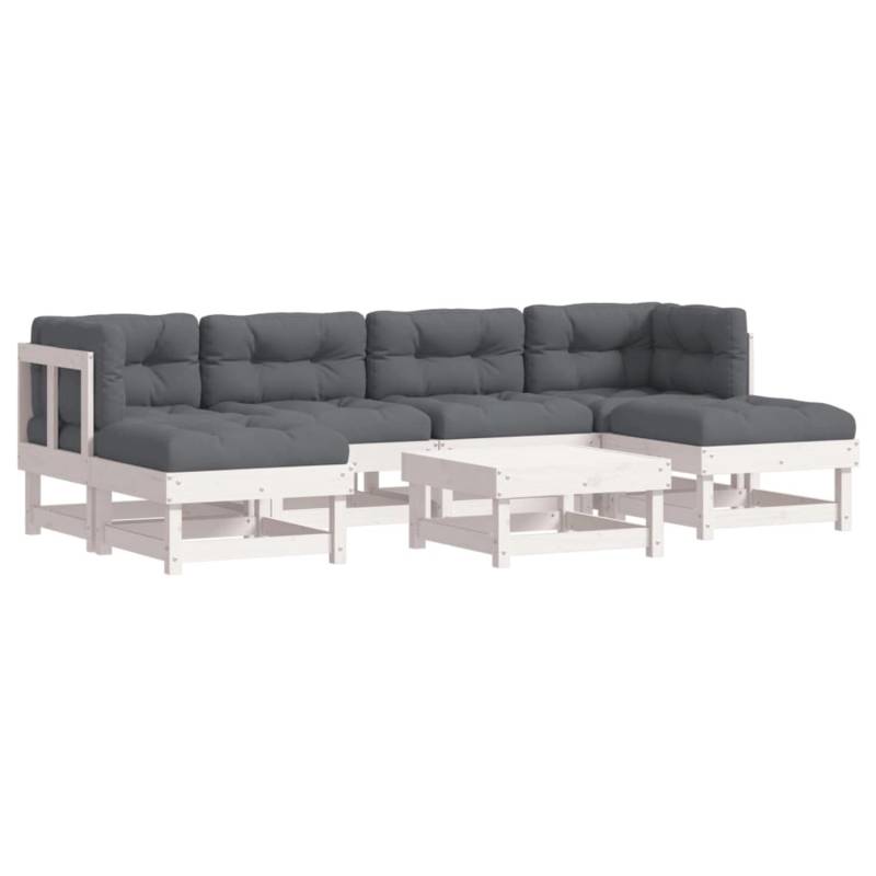 vidaXL 7-tlg Garten-Lounge-Set mit Kissen Weiß Massivholz Modell 9 von VIDAXL