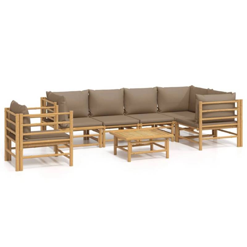 vidaXL 7-tlg Garten-Lounge-Set mit Taupe Kissen Bambus Modell 2 von VIDAXL