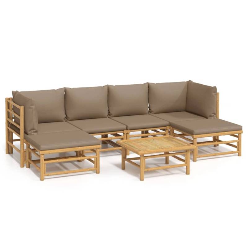 vidaXL 7-tlg Garten-Lounge-Set mit Taupe Kissen Bambus Modell 5 von VIDAXL