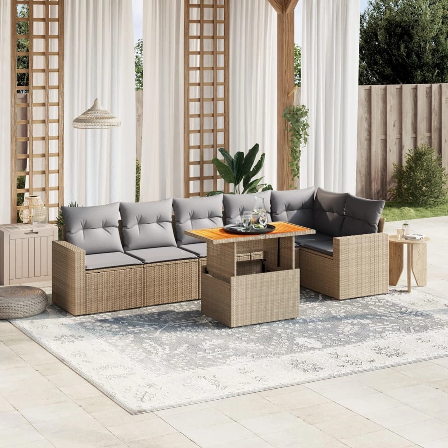 vidaXL 7-tlg Garten-Sofagarnitur mit Kissen Beige Poly Rattan Modell 416 vidaXL 7-tlg Garten-Sofagarnitur mit Kissen Beige Poly Rattan Modell 416 von VIDAXL