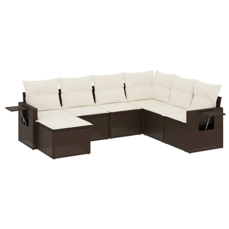 vidaXL 7-tlg Garten-Sofagarnitur mit Kissen Braun Poly Rattan Modell 2 von VIDAXL