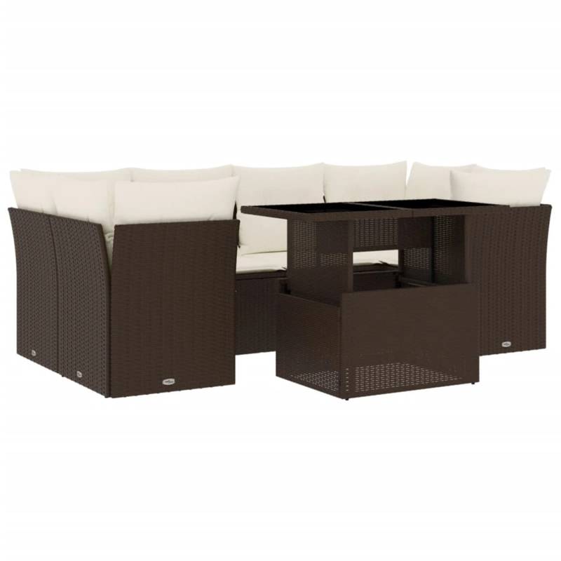 vidaXL 7-tlg Garten-Sofagarnitur mit Kissen Braun Poly Rattan Modell 4 von VIDAXL