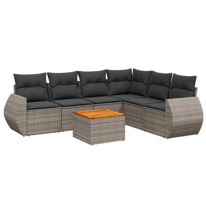 vidaXL 7-tlg Garten-Sofagarnitur mit Kissen Grau Poly Rattan Modell 105 von VIDAXL