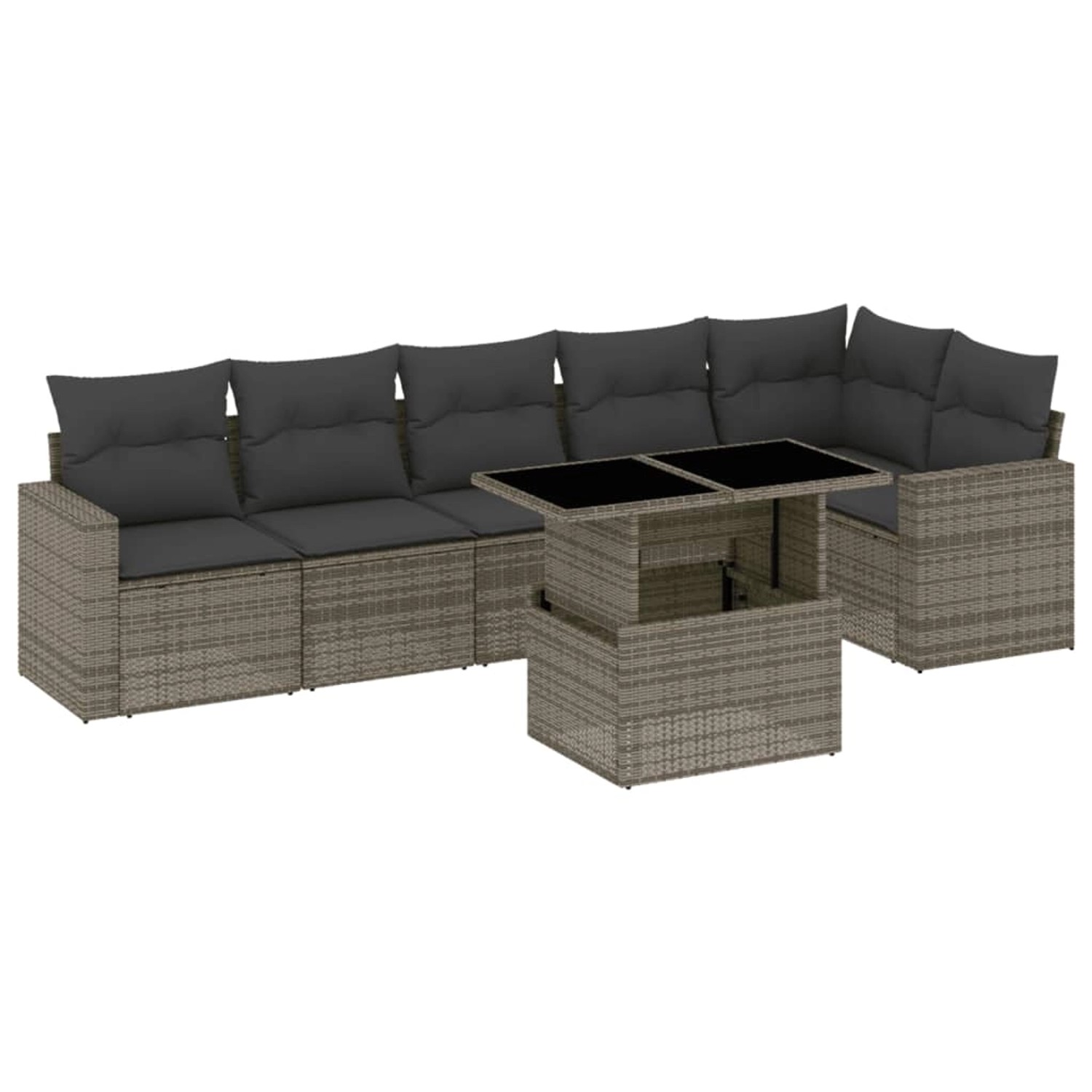 vidaXL 7-tlg Garten-Sofagarnitur mit Kissen Grau Poly Rattan Modell 161 vidaXL 7-tlg Garten-Sofagarnitur mit Kissen Grau Poly Rattan Modell 161 von VIDAXL