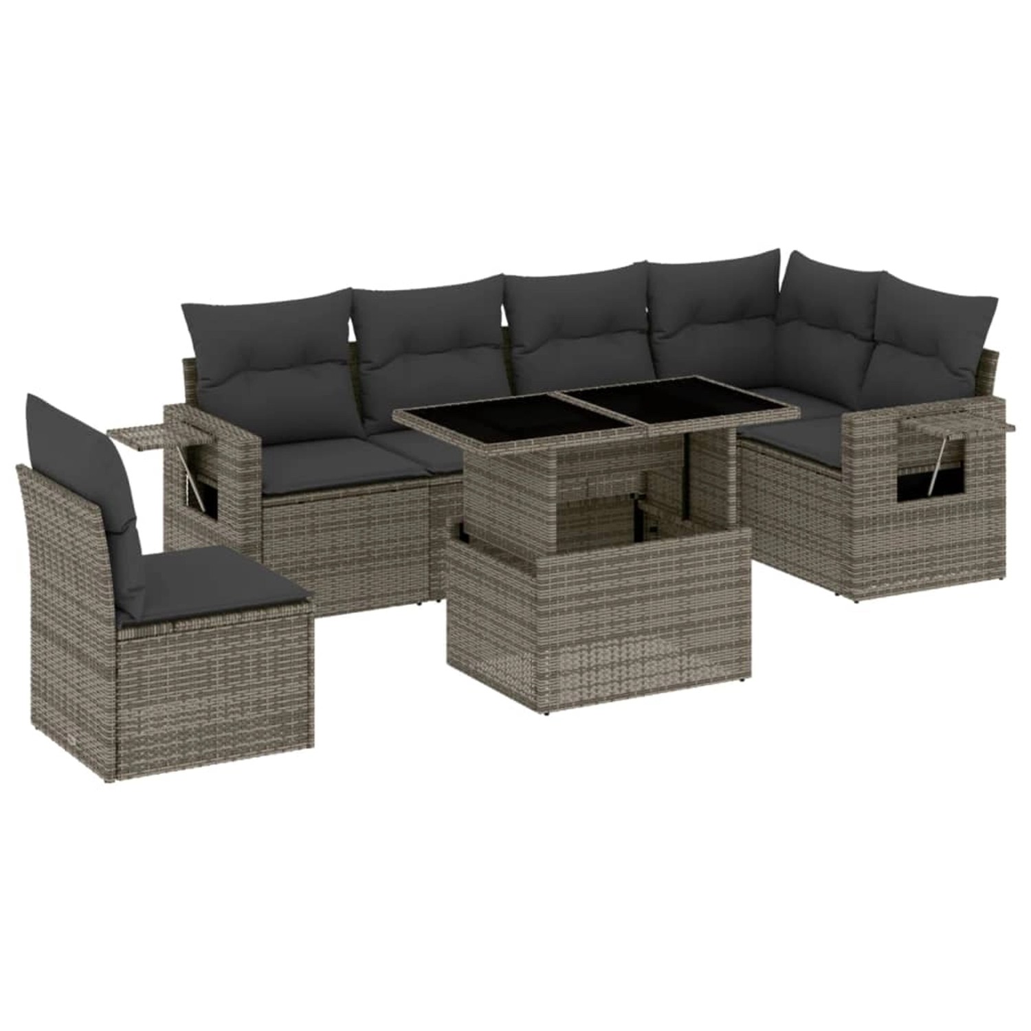vidaXL 7-tlg Garten-Sofagarnitur mit Kissen Grau Poly Rattan Modell 165 vidaXL 7-tlg Garten-Sofagarnitur mit Kissen Grau Poly Rattan Modell 165 von VIDAXL
