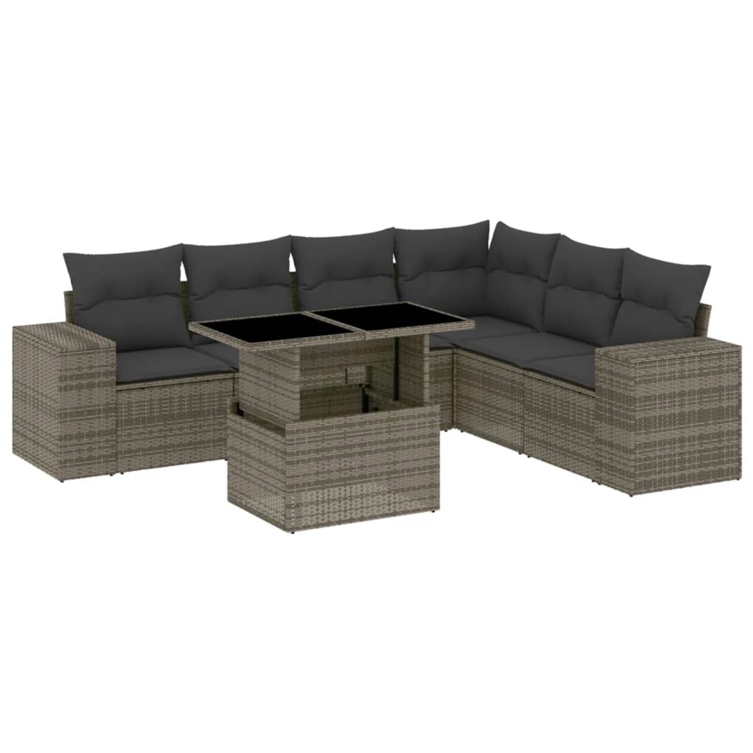 vidaXL 7-tlg Garten-Sofagarnitur mit Kissen Grau Poly Rattan Modell 188 vidaXL 7-tlg Garten-Sofagarnitur mit Kissen Grau Poly Rattan Modell 188 von VIDAXL