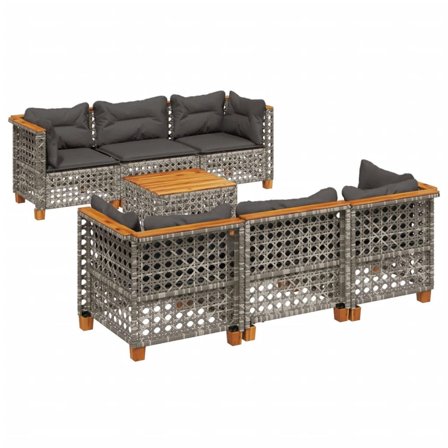 vidaXL 7-tlg Garten-Sofagarnitur mit Kissen Grau Poly Rattan Modell 194 vidaXL 7-tlg Garten-Sofagarnitur mit Kissen Grau Poly Rattan Modell 194 von VIDAXL