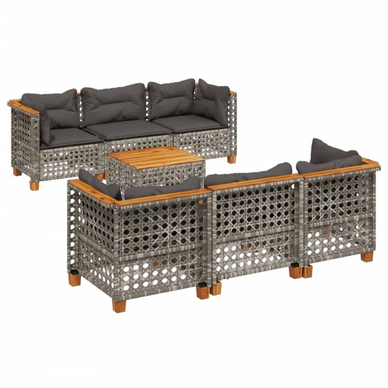 vidaXL 7-tlg Garten-Sofagarnitur mit Kissen Grau Poly Rattan Modell 194 von VIDAXL