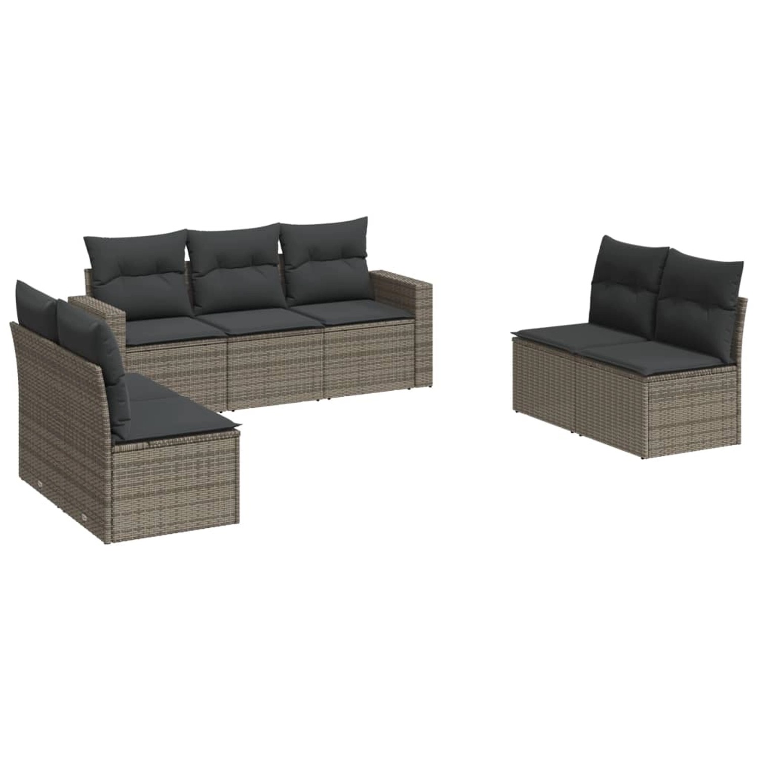 vidaXL 7-tlg Garten-Sofagarnitur mit Kissen Grau Poly Rattan Modell 36 vidaXL 7-tlg Garten-Sofagarnitur mit Kissen Grau Poly Rattan Modell 36 von VIDAXL