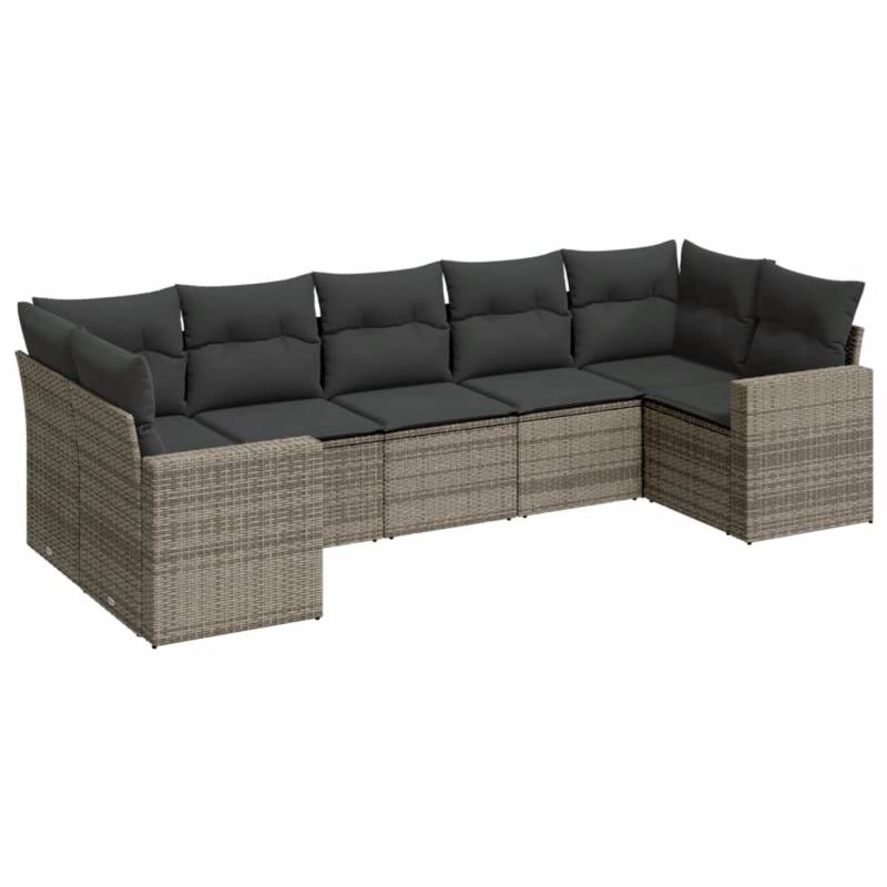 vidaXL 7-tlg Garten-Sofagarnitur mit Kissen Grau Poly Rattan Modell 5 von VIDAXL