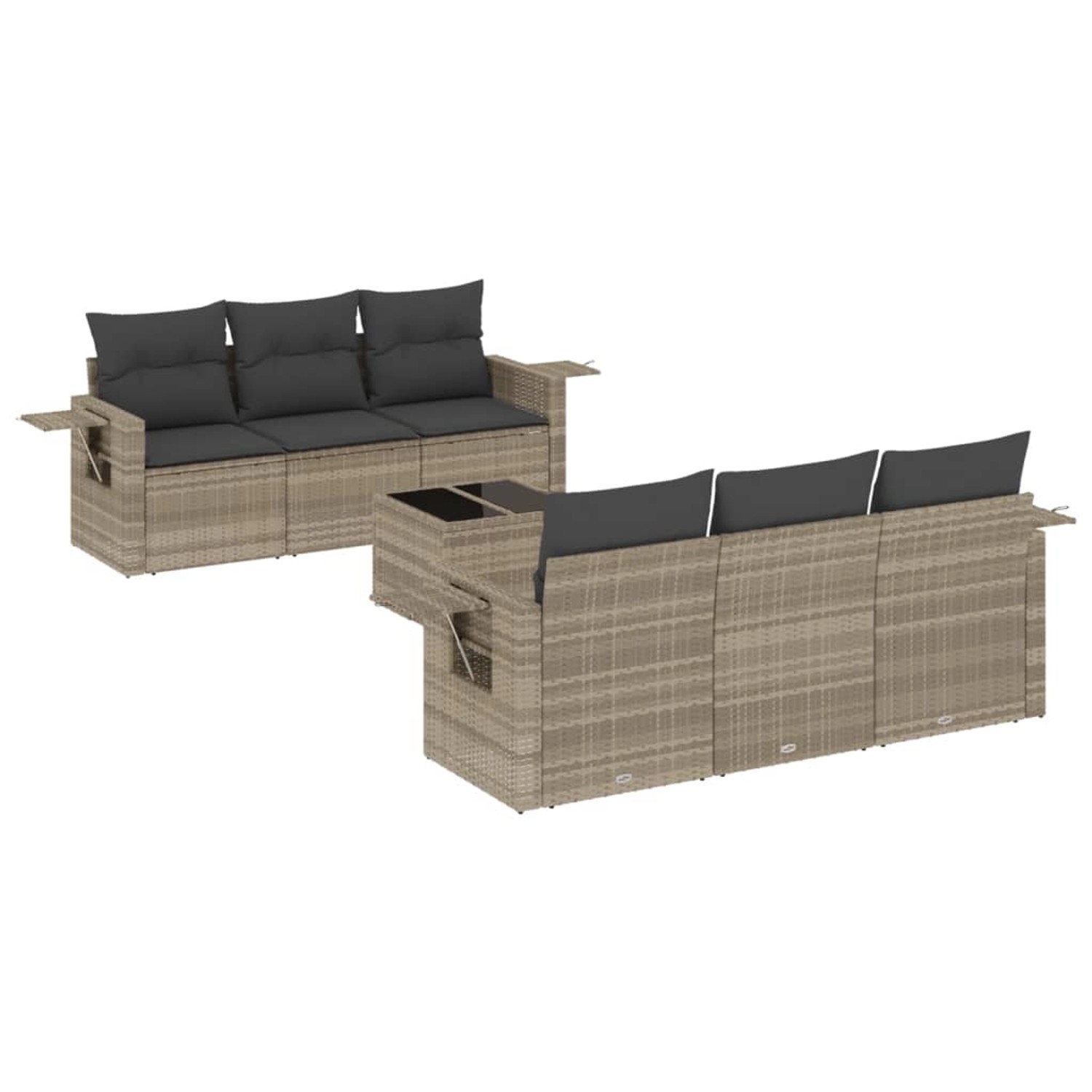 vidaXL 7-tlg Garten-Sofagarnitur mit Kissen Hellgrau Poly Rattan Modell 9 vidaXL 7-tlg Garten-Sofagarnitur mit Kissen Hellgrau Poly Rattan Modell 9 von VIDAXL