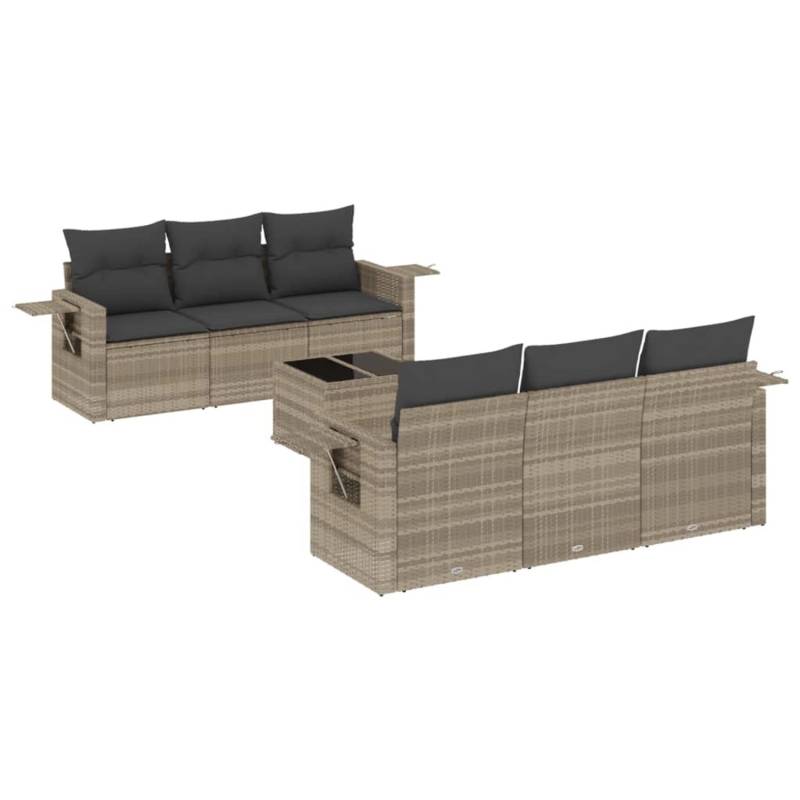 vidaXL 7-tlg Garten-Sofagarnitur mit Kissen Hellgrau Poly Rattan Modell 9 von VIDAXL
