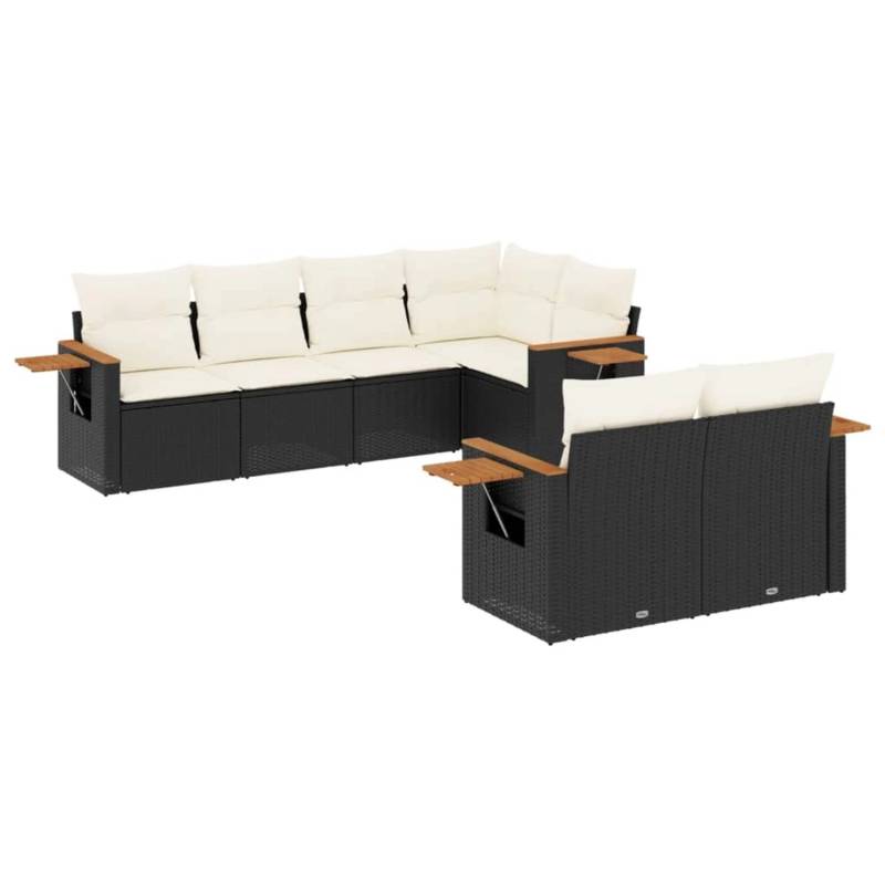 vidaXL 7-tlg Garten-Sofagarnitur mit Kissen Schwarz Poly Rattan Modell 115 von VIDAXL