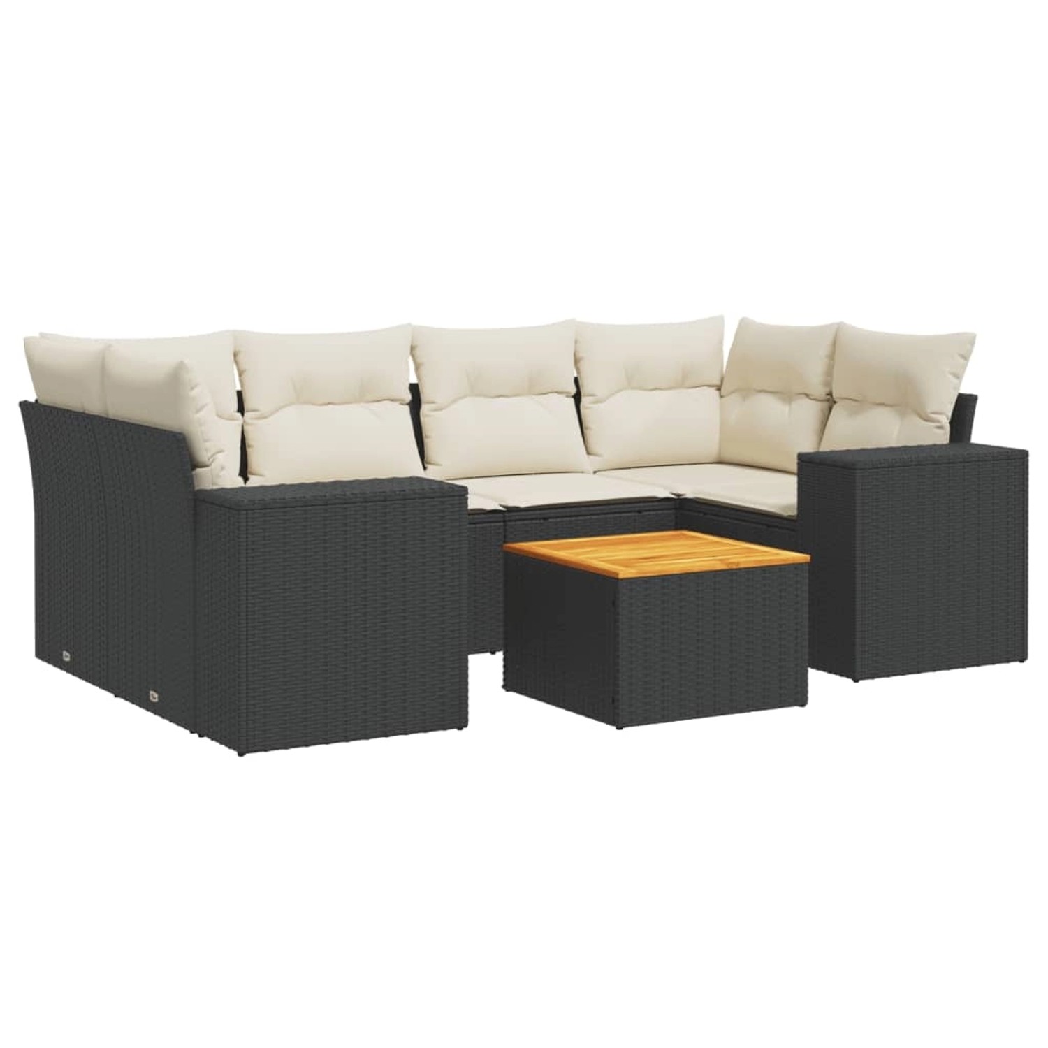 vidaXL 7-tlg Garten-Sofagarnitur mit Kissen Schwarz Poly Rattan Modell 198 vidaXL 7-tlg Garten-Sofagarnitur mit Kissen Schwarz Poly Rattan Modell 198 von VIDAXL