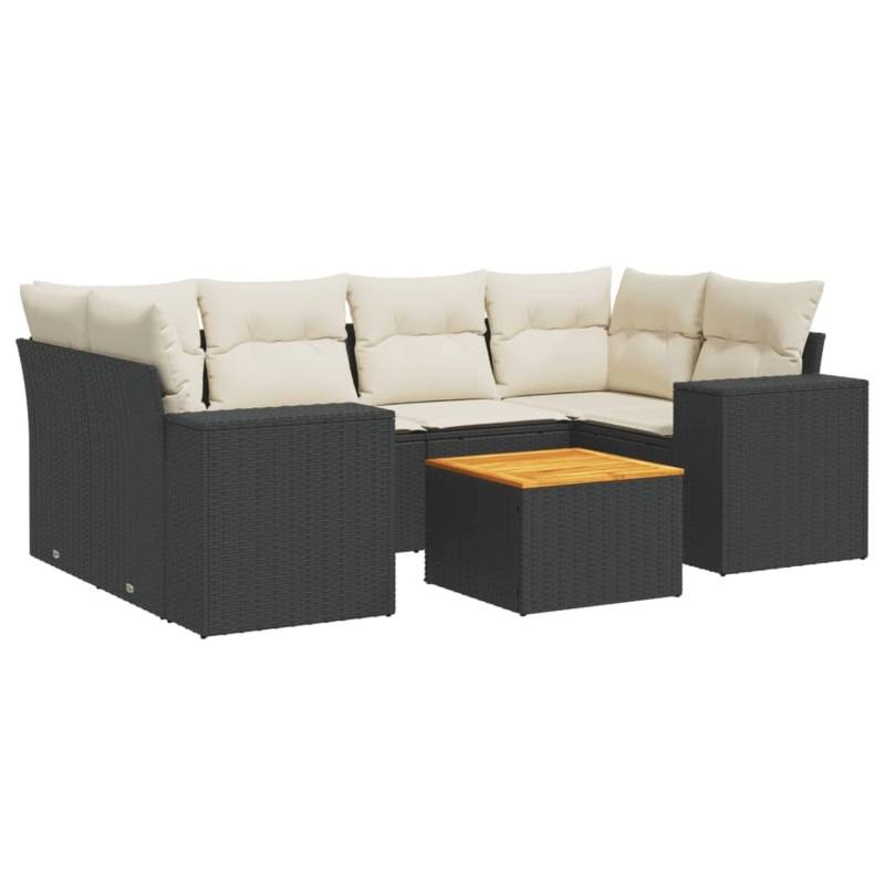 vidaXL 7-tlg Garten-Sofagarnitur mit Kissen Schwarz Poly Rattan Modell 198 von VIDAXL