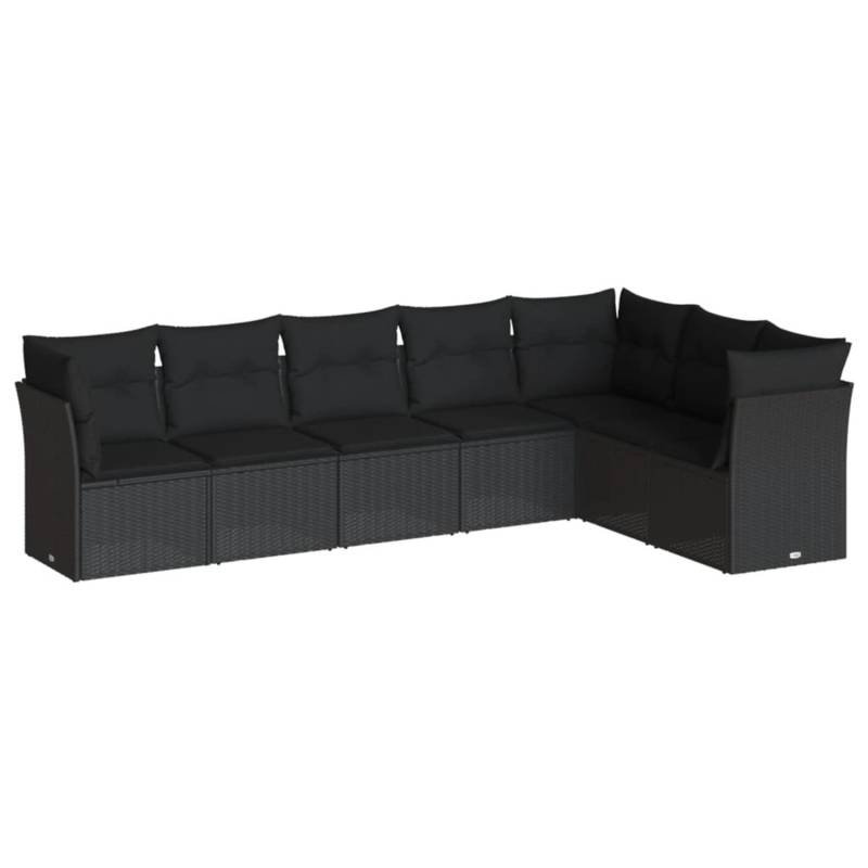 vidaXL 7-tlg Garten-Sofagarnitur mit Kissen Schwarz Poly Rattan Modell 37 von VIDAXL