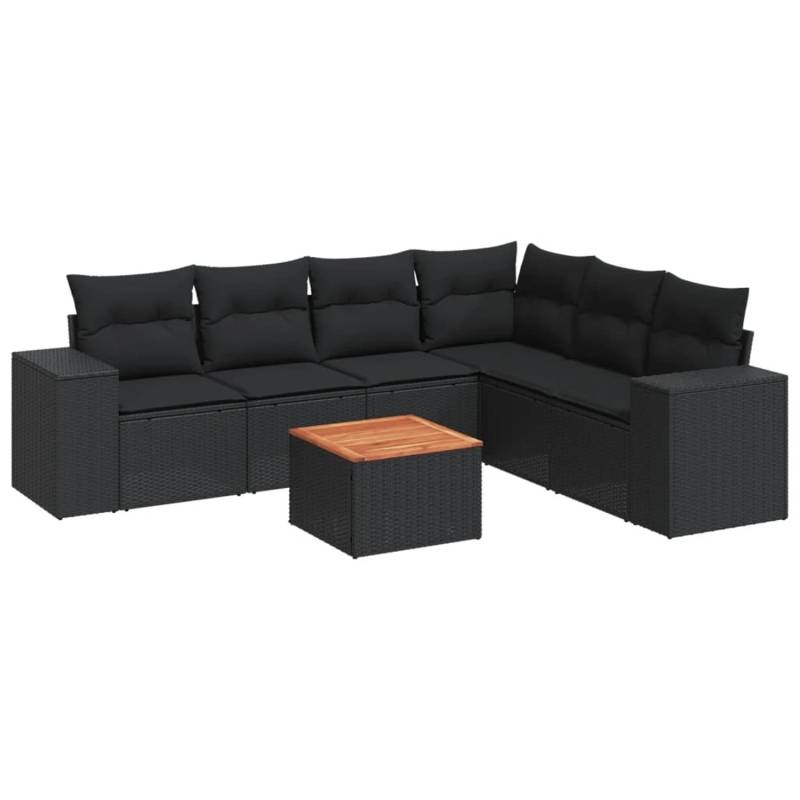 vidaXL 7-tlg Garten-Sofagarnitur mit Kissen Schwarz Poly Rattan Modell 50 von VIDAXL