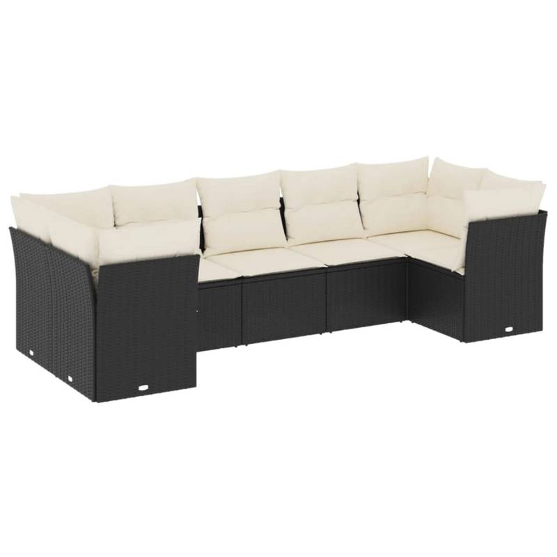 vidaXL 7-tlg Garten-Sofagarnitur mit Kissen Schwarz Poly Rattan Modell 51 von VIDAXL