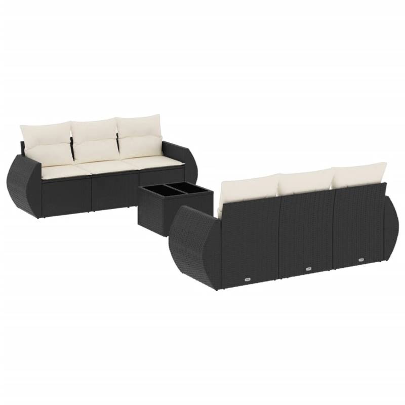 vidaXL 7-tlg Garten-Sofagarnitur mit Kissen Schwarz Poly Rattan Modell 81 von VIDAXL