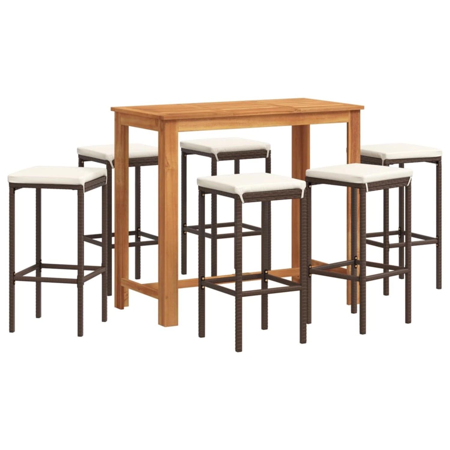 vidaXL 7-tlg Gartenbar-Set Braun Massivholz Akazie und Poly Rattan vidaXL 7-tlg Gartenbar-Set Braun Massivholz Akazie und Poly Rattan von VIDAXL