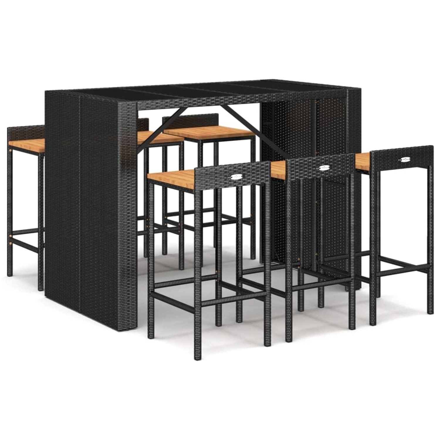 vidaXL 7-tlg Gartenbar-Set Schwarz Poly Rattan & Massivholz Akazie Modell 3 vidaXL 7-tlg Gartenbar-Set Schwarz Poly Rattan & Massivholz Akazie Modell 3 von VIDAXL